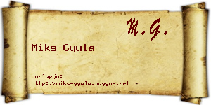 Miks Gyula névjegykártya